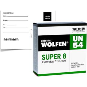 Original WOLFEN B+W Super 8 ISO 64-200 Negative Film with Development + Scan