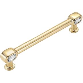 Crystal Door knobs,1 Pcs Crystal Diamond Door Knob, Drawer Knobs, Zinc Alloy, for Home Wardrobe Decorations with Screws Accessories Gold .(Color:Gold A,Size:Hole Distance 128Mm/5In)