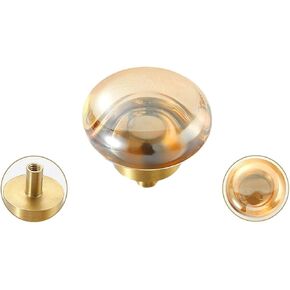 Crystal Door knobs,4 Pack Crystal Dove Egg Champagne Wardrobe Door Knobs and Handles Kitchen Cabinet Transparent Small Handles Cube Shape-Champagne.(Color:Round Pie Champagne)