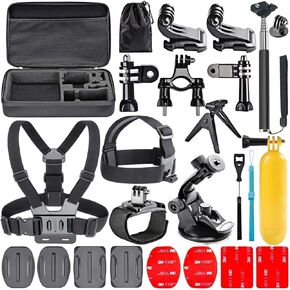 Navitech 18-in-1 Action Camera Accessories Combo Kit with EVA Case - Compatible with Dragon Touch 4K Vision 3 Underwater Action Camera