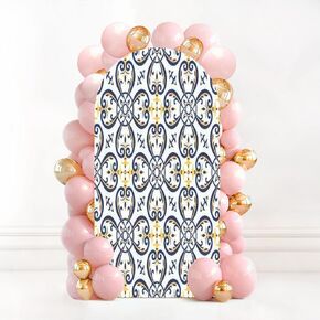 7.2FT Wedding Arch Backdrop Cover Floor Ceramic Tiles Big Tile Center is Framed Spandex Fitted Round Top Arch Stand Covers for Birthday Party Baby Shower Banquet Decoration