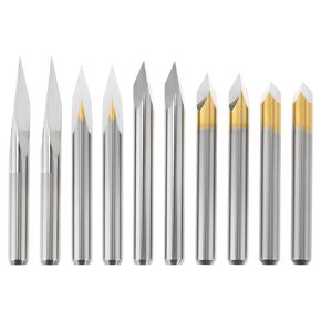 10pcs 1/8" Shank CNC 3D Milling Cutter Router V Bits 3.175mm 3 Edge Pyramid Engraving 20 30 45 60 90 Degrees