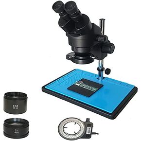 Ship from Russian Big Table Zoom 3.5x-90x Industrial Binocular Stereo Microscope Magnification +56 Adjustable LED Lights Kits (Color : 3.5X 90X White) (3.5X 90x Black)