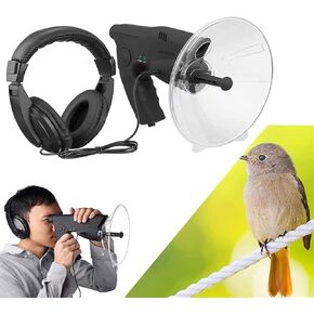 Parabolic Microphone Listening Device Monocular, 8X Parabolic Listening Device with Sound Amplifier & Digital Recorder, Long Range Listening Device for Birdwatching