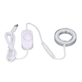 LED Microscope Lighting Lamp Adjustable Brightness Ring Light with Aluminum Alloy Dimmer for Microscope Inspection
