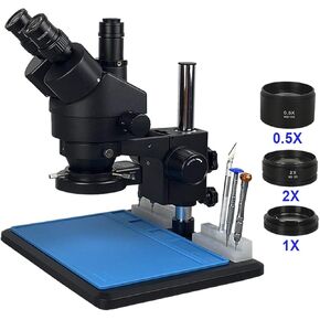 Microscope Microscope,3.5X-90X 7-45X Trinocular Stereo Zoom,0.5X 2.0X Objective Lens Repair Tools for School Laboratory Home Education,3.5 90x Bk
