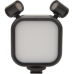 LED Video Light, Webcam Light with 10 Levels Brightness & Dual Mic Stereo Microphone Light Built in Battery for Professional Video Production Studio