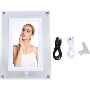 5 Inch Acrylic Digital Picture Frame with Colorful LED Light, Auto Rotating HD Display, Built in 4G Memory and Speaker,Photo Video Music Frame for Home Office Decor