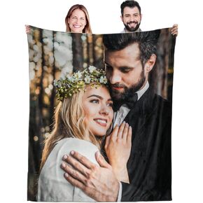 Custom Blanket with Photos Text Personalized Blanket Thows with Picture Customize Blanket for Mom Dad Couple Girlfriend Boyfriend Wife Husband (Ten Photo)