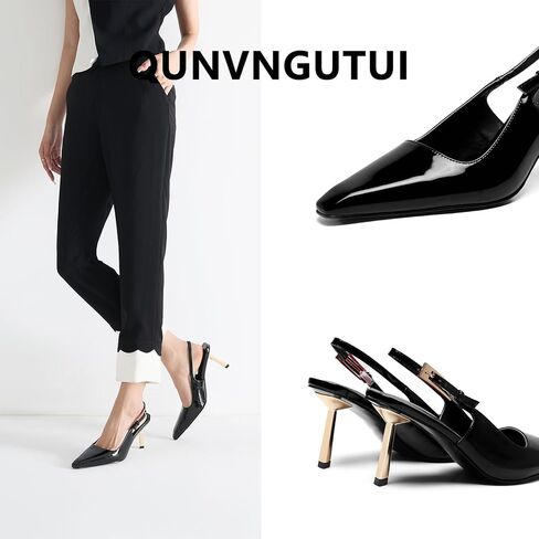 Womens Square Toe Stiletto Sandals Slingback Dressy Heels for Evening Parties Weddings Prom Shoes in Kuwait