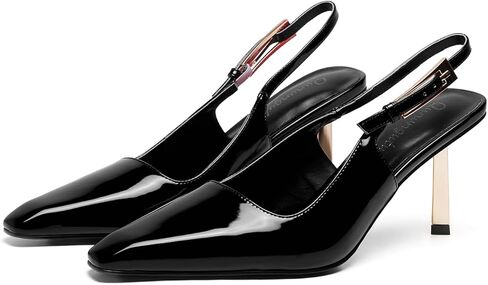 Womens Square Toe Stiletto Sandals Slingback Dressy Heels for Evening Parties Weddings Prom Shoes in Kuwait