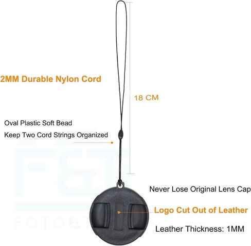 Foto&Tech Premium 2 Pack 77mm Leather Sticker Logo Cut Out Camera Lens Cap Holder Keeper Leash with 3M Adhesive Compatible with Sony A7III,A7R III,A9,A7R II,A7 II,A7 A7R A7S Camera with 24-105mm Lens in Saudi Arabia