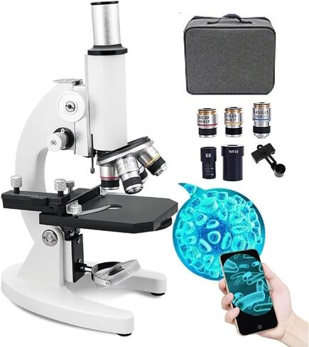 Monocular Optical Microscope Set,Biological Microscope, WF50X Eyepiece, 6X Teleconverter(12000x) in Kuwait