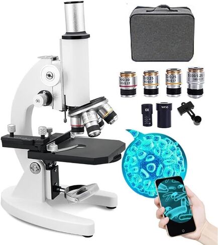 Monocular Optical Microscope Set,Biological Microscope, WF50X Eyepiece, 6X Teleconverter(12000x) in Kuwait