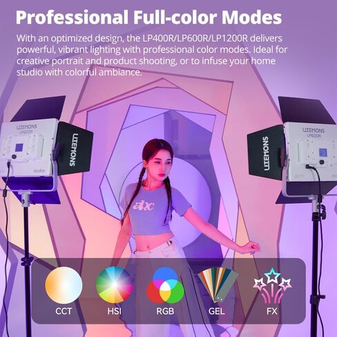 Godox LP600R RGB LED ضوء الفيديو ، Godox Litemons LED LED KIT مع حامل خفيف + حقيبة حمل ، التحكم في التطبيق ، إضاءة استوديو فوتوغرافي 60 واط ، 1800 كيلو متر -10000 كيلو ، 14 أوضاع FX (LP600R (KIT 3)) in Kuwait