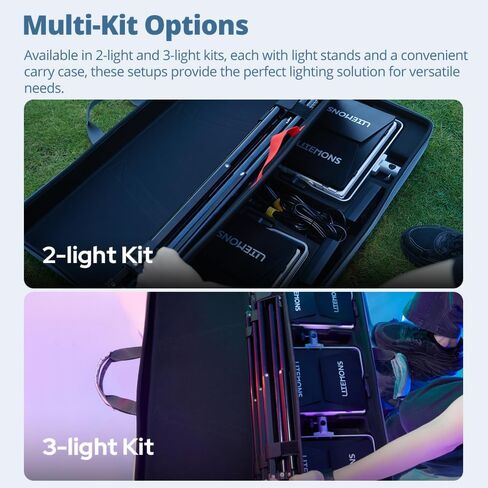Godox LP600R RGB LED ضوء الفيديو ، Godox Litemons LED LED KIT مع حامل خفيف + حقيبة حمل ، التحكم في التطبيق ، إضاءة استوديو فوتوغرافي 60 واط ، 1800 كيلو متر -10000 كيلو ، 14 أوضاع FX (LP600R (KIT 3)) in Kuwait