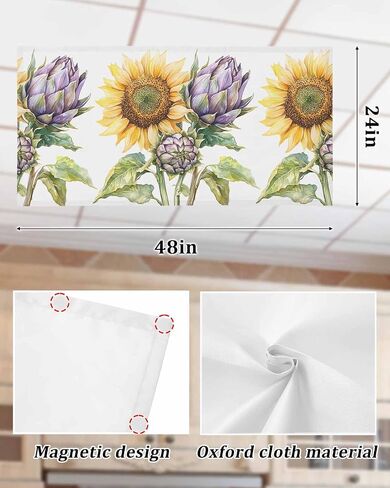 2 Pack Fluorescent Light Cover for Ceiling Lights, Sunflower Magnetic Classroom Light Filters 4x2 Feet, Shabby Chic Budding Florals Garden Plant Decorative Ceiling Shade Panel for Office in Saudi Arabia