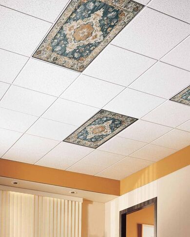 3 Pack Fluorescent Light Cover for Ceiling Lights, Green Orange Boho Magnetic Classroom Light Filters 4x2 Feet, Ethnic Vintage Southwestern Geometric Ceiling Shade Panel for Office in Saudi Arabia