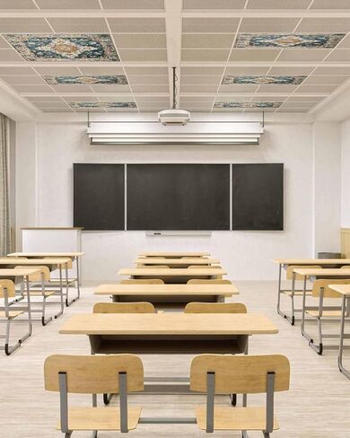 3 Pack Fluorescent Light Cover for Ceiling Lights, Green Orange Boho Magnetic Classroom Light Filters 4x2 Feet, Ethnic Vintage Southwestern Geometric Ceiling Shade Panel for Office in Saudi Arabia