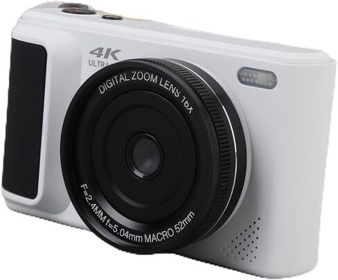 64MP Digital Camera, 16X Zoom, 4K UHD Video Recording, Autofocus, 180° Flip Screen, with 128GB Card and Beauty Filters, for Selfie Photo Video, for Kids Boys Girls (White) in Saudi Arabia