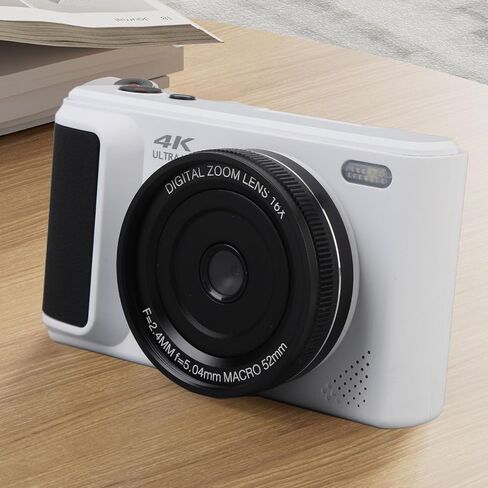 64MP Digital Camera, 16X Zoom, 4K UHD Video Recording, Autofocus, 180° Flip Screen, with 128GB Card and Beauty Filters, for Selfie Photo Video, for Kids Boys Girls (White) in Saudi Arabia