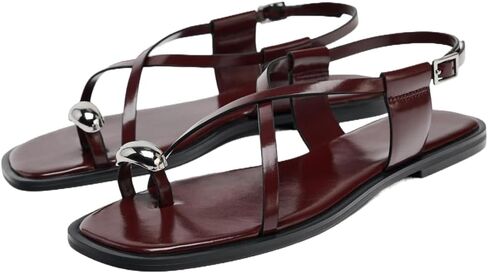 YIYA Women's Gladiator Flat Strappy Sandals Open Square Toe Flat Low Heels Ankle Strap Summer Dress Wrap Shoes in Saudi Arabia
