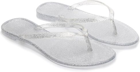 Women Flip Flops Thong Sandals Jelly Shoes Flat Slides Clear Jellies Pool Slippers Bathroom Summer Beach Size 8 Ladies Non Slip Dress Comfortable Quick Drying Soft in Saudi Arabia