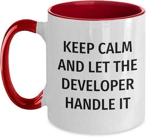 Keep Calm And Let The Developer Handle It, Developer Gifts, Funny Two Tone Coffee Mug, Christmas Unique Gifts from Men to Developer, Developer Lovers in Saudi Arabia