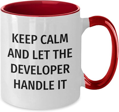 Keep Calm And Let The Developer Handle It, Developer Gifts, Funny Two Tone Coffee Mug, Christmas Unique Gifts from Men to Developer, Developer Lovers in Saudi Arabia