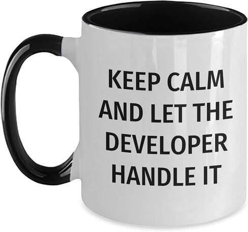 Keep Calm And Let The Developer Handle It, Developer Gifts, Funny Two Tone Coffee Mug, Christmas Unique Gifts from Men to Developer, Developer Lovers in Saudi Arabia