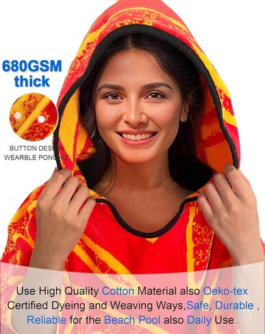 VOOVA & MOVAS Hooded Towel Adult (14Years Up)-Palm, Thick Cotton Wearable Bath Towels for Women Plus Size, Swim Towels for Women, Adult Towel Pocho for Bathroom, Home, Pool Use in Kuwait