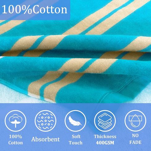 VOOVA & MOVAS Toddler Hooded Bath Towel, Oversized (2-4Years,21"X21") Made from 100% Soft Cotton,Absorbent Hooded Poncho Towel for Baby,Perfect for Pool | Swimming | Bath | Beach,Green Striped in Saudi Arabia