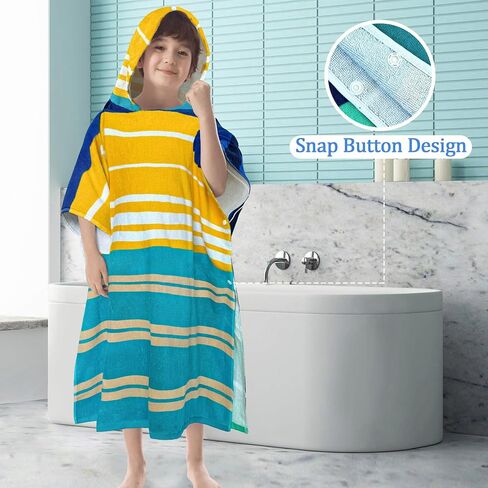 VOOVA & MOVAS Toddler Hooded Bath Towel, Oversized (2-4Years,21"X21") Made from 100% Soft Cotton,Absorbent Hooded Poncho Towel for Baby,Perfect for Pool | Swimming | Bath | Beach,Green Striped in Saudi Arabia