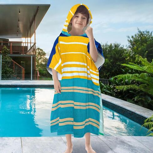 VOOVA & MOVAS Toddler Hooded Bath Towel, Oversized (2-4Years,21"X21") Made from 100% Soft Cotton,Absorbent Hooded Poncho Towel for Baby,Perfect for Pool | Swimming | Bath | Beach,Green Striped in Saudi Arabia