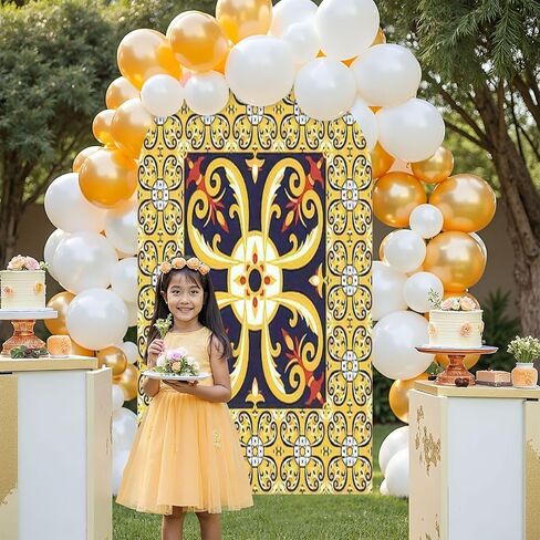 7.2FT Wedding Arch Backdrop Cover Floor Ceramic Tiles Big Tile Center is Framed Spandex Fitted Round Top Arch Stand Covers for Birthday Party Baby Shower Banquet Decoration in Saudi Arabia