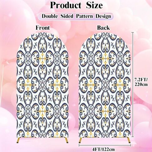 7.2FT Wedding Arch Backdrop Cover Floor Ceramic Tiles Big Tile Center is Framed Spandex Fitted Round Top Arch Stand Covers for Birthday Party Baby Shower Banquet Decoration in Saudi Arabia