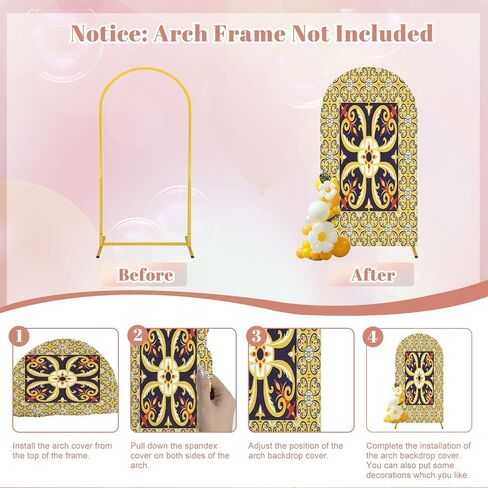 7.2FT Wedding Arch Backdrop Cover Floor Ceramic Tiles Big Tile Center is Framed Spandex Fitted Round Top Arch Stand Covers for Birthday Party Baby Shower Banquet Decoration in Saudi Arabia