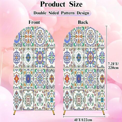 7.2FT Wedding Arch Backdrop Cover Beautiful Patchwork for Design Fashion Decorative Spandex Fitted Round Top Arch Stand Covers for Birthday Party Baby Shower Banquet Decoration in Saudi Arabia