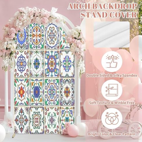 7.2FT Wedding Arch Backdrop Cover Beautiful Patchwork for Design Fashion Decorative Spandex Fitted Round Top Arch Stand Covers for Birthday Party Baby Shower Banquet Decoration in Saudi Arabia