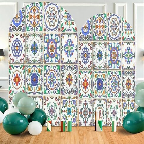 7.2FT Wedding Arch Backdrop Cover Beautiful Patchwork for Design Fashion Decorative Spandex Fitted Round Top Arch Stand Covers for Birthday Party Baby Shower Banquet Decoration in Saudi Arabia