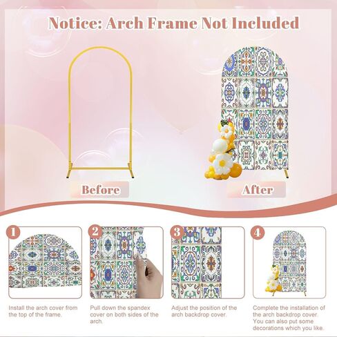 7.2FT Wedding Arch Backdrop Cover Beautiful Patchwork for Design Fashion Decorative Spandex Fitted Round Top Arch Stand Covers for Birthday Party Baby Shower Banquet Decoration in Saudi Arabia