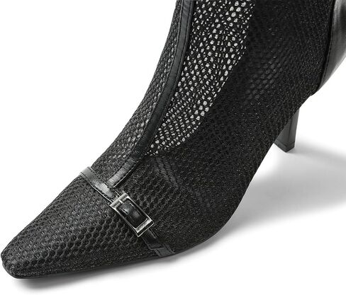 Mid Calf High Heels Summer Boots for Women Pointed Toe Mesh Fishnet Zipper Stiletto heel Boot Sexy Dressy Party Shoes in Saudi Arabia