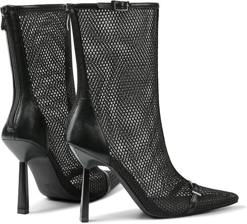 Mid Calf High Heels Summer Boots for Women Pointed Toe Mesh Fishnet Zipper Stiletto heel Boot Sexy Dressy Party Shoes in Saudi Arabia