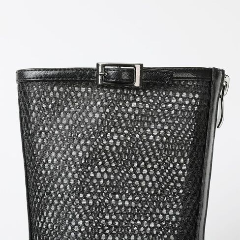 Mid Calf High Heels Summer Boots for Women Pointed Toe Mesh Fishnet Zipper Stiletto heel Boot Sexy Dressy Party Shoes in Saudi Arabia