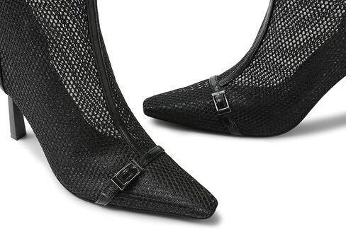 Mid Calf High Heels Summer Boots for Women Pointed Toe Mesh Fishnet Zipper Stiletto heel Boot Sexy Dressy Party Shoes in Saudi Arabia