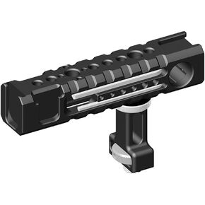Top Handle with 3/8" Screw & Locating Pins, Camera Cage Grip with Rail & Cold Shoe Adapters for Microphone/LED Light/Monitor
