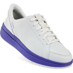 Kizik Womens Shoes: Sydney - Comfortable, Breathable, Casual Slip On Sneakers, Full Grain Tumbled Leather, Hands Free Convenience in a Timeless Style - White/Royal Blue W6.5