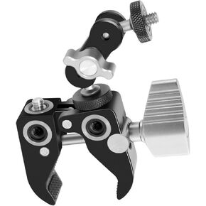Clamp Mount Metal Camera Mount Clamp with 1/4 and 3/8 Thread for Tripod and Stabilizer Clamp