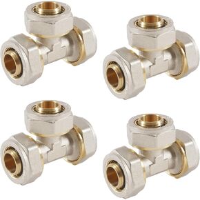 4 Pack 3/4 '' Tee Air Piping Modts 3/4 '' x 3/4 '' Brass-Nickel plated tee tee tee tee to shop garage compressed line line system line inclusts