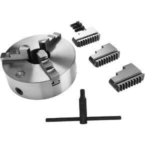 Lathe Chuck Accessory, 3 Jaw Self Centering Metal Chuck Kit with Wrench, for Various Parts Clamping, Made of Nodular Iron, Electric Chuck (K11-250)
